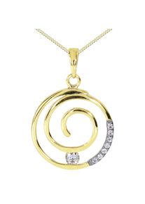 Kette und Anh&auml;nger Set OSTSEE-SCHMUCK "- Spirale - Gold 333/000 - Zirkonia" Gr. 45, gold (gold 333, goldfarben, gelb), Schmuck_Sets, Damen, 45, Gelbgold 333, Kette und Anh&auml;nger Set