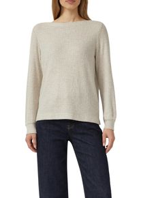 Langarmshirt s.Oliver, Damen, Gr. 46, golden gelb check, Strick, Obermaterial: 75% Viskose, 22% Polyester, 3% Elasthan, unifarben, relaxed fit normal, U-Boot-Ausschnitt, B&uuml;ndchen, Shirts Langarmshirt, mit Stretchanteil