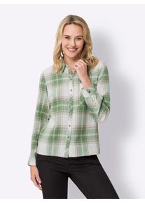 Flanellbluse Classic Basics, Damen, Gr. 52, beige (eucalyptus, ecru, kariert), 100% Baumwolle, gemustert, kariert, mehrfarbig, Blusen Flanellbluse