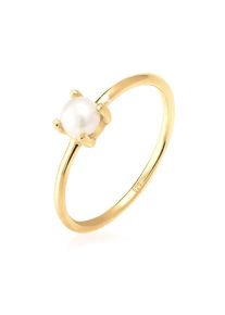 Perlenring Elli "Ring S&uuml;&szlig;wasserperle Wei&szlig; Rund 925 Sterling Silber" Gr. 52, gold, Fingerringe, Damen, 52, ohne Stein, Silber 925 (Sterlingsilber), 5mm, Perlenring