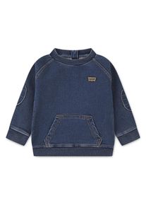 Sweatshirt LEVI'S KIDS, Jungen, Gr. 6M68, wish you would, Denim/Jeans, Obermaterial: 61% Baumwolle, 38% Polyester, 1% Elasthan, normal normal, Rundhals, mit &Auml;rmelbesatz B&uuml;ndchen, Sweatshirts Sweatshirt, K&auml;ngurutasche, Ellenbogen-Patch