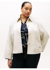 Outdoorjacke Tommy Hilfiger Curve "CRV COTTON SHORT JACKET", Damen, Gr. 48, light silt, Web, Obermaterial: 100% Baumwolle, unifarben, regular fit normal, gerader Abschluss, Jacken Outdoorjacke, in gro&szlig;en Gr&ouml;&szlig;en