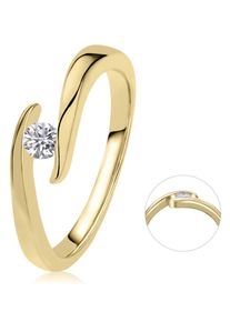 Diamantring ONE ELEMENT "0,15 ct Diamant Brillant Spannfassung Ring aus 585 Gelbgold" Gr. 56, gold, Fingerringe, Damen, 56,mit Brillant, Gelbgold 585, Diamantring