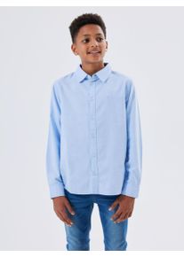 Langarmhemd name it "NKMNEWSA f&uuml;r Jungen mit Knopfleiste und Baumwollkomfort", Jungen, Gr. 134 (140), N-Gr, blau (campanula), Web, Obermaterial: 100% Baumwolle, gestreift, regular fit, &Auml;rmel mit &Auml;rmelschlitz 1-Knopf-Manschette, Hemden Langarmhemd, unifarben, casual, regular fit, Baumwolle, Hemdkragen