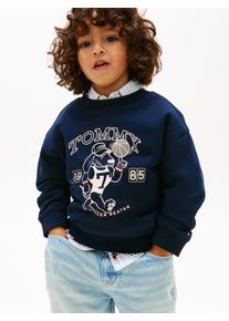 Sweatshirt Tommy Hilfiger "LB PRINTED GRAPHIC SWEATSHIRT", Jungen, Gr. 5 (110), schwarz night navy, Sweatware, Obermaterial: 68% Baumwolle, 32% Polyester, unifarben, regular fit normal, Rundhals, eingesetzt B&uuml;ndchen, Sweatshirts Sweatshirt, Kinder bis 16 Jahre, Print, Druck