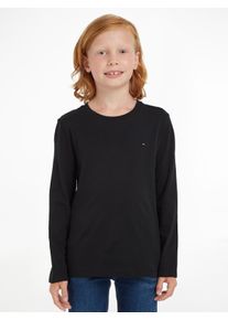Langarmshirt Tommy Hilfiger "BOYS BASIC CN KNIT L/S", Jungen, Gr. 3/98, grau (anthrazit), Obermaterial: 100% Baumwolle, Basic schmal, Rundhals, Shirts Langarmshirt, Kinder Kids Junior MiniMe,f&uuml;r Jungen