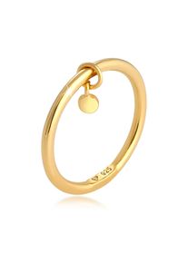 Silberring Elli "Ring Bandring Stapelring Rund Pl&auml;ttchen Basic 925 Ring" Gr. 54, gold, Fingerringe, Damen, 54, Silber 925 (Sterlingsilber), Silberring