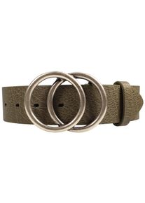 Koppelg&uuml;rtel RETTUNGSRING G&Uuml;RTEL, Damen, Gr. 95, braun, Materialmix, unifarben, G&uuml;rtel Koppelg&uuml;rtel, Rettungsring Veganer G&uuml;rtel &raquo;AppleSkin&laquo; Schlamm 2 Kreise silberfarben