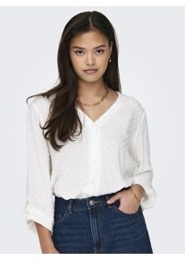 Jacqueline de Yong Shirtbluse JDY "JDYDIANA LIFE 7/8 DOBBY SHIRT WVN NOOS", Damen, Gr. XS, wei&szlig; (cloud dancer), Web, Obermaterial: 100% Viskose, regular fit, V-Ausschnitt, Blusen Shirtbluse