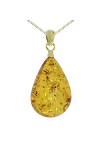 Kette mit Anh&auml;nger OSTSEE-SCHMUCK "- Tropfen ca. 26 mm lang - Silber 925/000, vergoldet - Bernstein" Gr. 60, gold (goldfarben, gelb), Schmuck_Sets, Damen, 60, Silber 925 (Sterlingsilber), Kette mit Anh&auml;nger