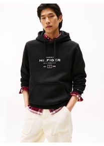 Kapuzensweatshirt Tommy Hilfiger "OVAL GRAPHIC HOODIE", Herren, Gr. 3XL, schwarz, Sweatware, Obermaterial: 63% Baumwolle, 37% Polyester, unifarben, regular fit normal, Rundhals, eingesetzt Rippb&uuml;ndchen, Sweatshirts Kapuzensweatshirt, Regular fit