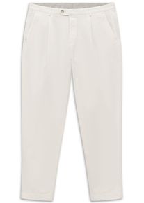 Bundfaltenhose Bugatti "Tapered Fit", Herren, Gr. 33, L&auml;nge 32, 20, ecru, 98% Baumwolle, 2% Elasthan, unifarben, gerade, unten schmal, Hosen Bundfaltenhose, aus Baumwoll-Stretch