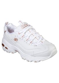Sneaker Skechers "D&acute;Lites-Fresh Start", Damen, Gr. 42, wei&szlig; (wei&szlig;, rosegoldfarben), Leder, Synthetik, Textil, Schuhe Sneaker, Freizeitschuh, Halbschuh, Schn&uuml;rschuh mit Bio-Dri-Ausstattung
