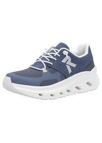 Plateausneaker RIEKER SPORT, Damen, Gr. 42, blau (jeansblau), Nubuklederimitat, Textil, kontrastfarbene Details, Schuhe Plateausneaker, Slip-on Sneaker, Halbschuh, Freizeitsneaker mit MemoSoft-Innensohle