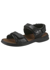Sandale Josef Seibel "Rafe", Herren, Gr. 49, schwarz, Leder, Schuhe Sandale, Sommerschuh, Klettschuh, Freizeitsandale, mit 3-fach Klettverschluss, Topseller