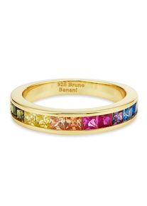 Fingerring Bruno Banani "Schmuck Geschenk Silber 925 Damenring Regenbogen" Gr. 56, gold (gelbgoldfarben, mehrfarbig), Fingerringe, Damen, 56, Silber 925 (Sterlingsilber), 2,8mm, Fingerring, mit Zirkonia (synth.)
