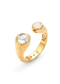 Silberring HAZE & GLORY "Ring Mondstein Aquamarin Hellblau 925 Sterling Silber" Gr. 54, gold, Fingerringe, Damen, 54, Silber 925 (Sterlingsilber), Silberring