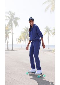 Sweatpants Vivance, Damen, Gr. 44/46, N-Gr, dunkelblau meliert, Frottee, Obermaterial: 51% Baumwolle, 49% Polyester, meliert, Basic, Hosen Sweatpants, Kleine Stickerei