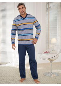 w&auml;schepur Schlafanzug W&Auml;SCHEPUR, Herren, Gr. 44/46, bunt (marine, gelb, gestreift), 100% Baumwolle, Homewear-Sets Schlafanzug