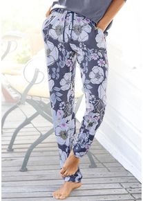 Schlafhose Vivance Dreams, Damen, Gr. 44/46, N-Gr, bunt (gebl&uuml;mt), Single Jersey, Obermaterial: 50% Baumwolle, 50% Viskose, gebl&uuml;mt, bequem lang, Hosen Schlafhose, mit Alloverdruck