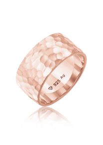 Silberring Elli "Ring Breit Bandring Geh&auml;mmert Matt 925er Silber" Gr. 52, rosa (rosegold), Fingerringe, Damen, 52, Silber 925 (Sterlingsilber), Silberring