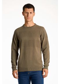 Strickpullover LINDBERGH, Herren, Gr. L, gr&uuml;n (army), Strick, Obermaterial: 100% Baumwolle, unifarben, normal h&uuml;ftbedeckend, Rundhals, Flachstrickb&uuml;ndchen, Pullover Strickpullover, mit Struktur