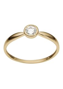 Goldring Firetti "Schmuck Geschenk Gold 333 Vorsteckring, Verlobungsring" Gr. 18, gold (gelbgoldfarben, kristallwei&szlig;), Fingerringe, Damen, 18, Gelbgold 333, 2mm, Goldring, mit Zirkonia (synth.)