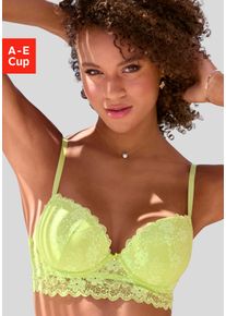 Push-up-BH Vivance "Julia", Damen, Gr. 70, Cup C, gr&uuml;n (lime), Spitze, Obermaterial: 60% Polyamid, 35% Polyester, 5% Elasthan, BHs Push-up-BH, aus Jacquardspitze in leichter Longform, sexy Dessous
