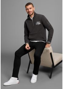 Sweatshirt DELMAO "Troyer", Herren, Gr. S, anthra, Sweatware, Obermaterial: 60% Baumwolle, 40% Polyester, bedruckt, regular fit, hoch geschlossener Ausschnitt, Sweatshirts Sweatshirt, mit moderner &Auml;rmeltasche