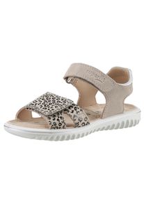 Sandale Superfit "SPARKLE WMS: mittel", M&auml;dchen, Gr. 29, beige kombiniert, Veloursleder, metallic, Schuhe Sandale, Klett-Sandalette mit Leomuster, Gr&ouml;&szlig;enschablone zum Download