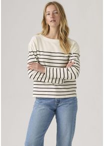Levi's Langarmshirt LEVI'S "MARIN STRIPE TOP", Damen, Gr. L (40), magnolia stripe egre, Sweatware, Obermaterial: 100% Baumwolle, gestreift, normal h&uuml;ftbedeckend, Rundhals, Shirts Langarmshirt, Saum mit kurzen Seitenschlitzen
