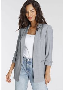 Longblazer Laura Scott, Damen, Gr. 38, grau (grau, melange), Web, Obermaterial: 90% Polyester, 10% Elasthan. Futter: 100% Polyester, meliert, figurbetont h&uuml;ftbedeckend, Blazer Longblazer, mit gerafften &Auml;rmeln, Topseller