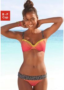 B&uuml;gel-Bikini Kangaroos, Damen, Gr. 44, Cup D, orange (orange, gelb), Polyamid, Bikini-Sets B&uuml;gel-Bikini, mit trendigen Details im Leoprint