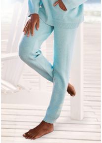 Strickhose ELBSAND, Damen, Gr. 44/46, N-Gr, blau, Feinstrick, Obermaterial: 50% Viskose, 28% Polyester, 22% Nylon, meliert, unifarben, bequem lang, Hosen Strickhose, aus hochwertigem weichem Strick, Loungewear