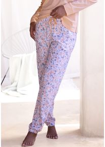 Pyjamahose Vivance Dreams, Damen, Gr. 44/46, N-Gr, orange (wei&szlig;, orange, gepunktet), Single Jersey, Obermaterial: 100% Baumwolle, gepunktet, Basic schmal lang, Hosen Pyjamahose, mit sch&ouml;nem Alloverdruck