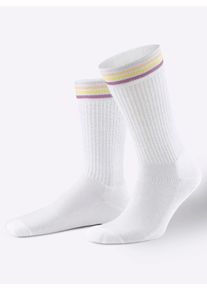w&auml;schepur Socken W&Auml;SCHEPUR, Damen, Gr. 3, wei&szlig; (wei&szlig;, gestreift), 87% Baumwolle, 12% Polyamid, 1% Elasthan, Socken Socken
