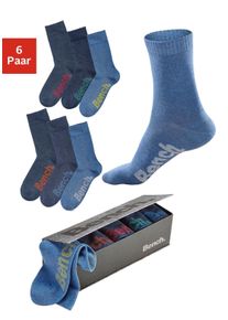 Socken Bench., Damen, Gr. 47-48, blau (jeans, meliert), Baumwolle, Elasthan, Polyamid, unifarben, elastisch, Socken Socken, mit verschiedenfarbigen Logos, Topseller