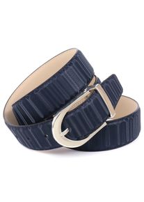 Lederg&uuml;rtel Anthoni Crown, Damen, Gr. 75, blau (dunkelblau), Leder, unifarben, G&uuml;rtel Lederg&uuml;rtel, In 3D-Optik, gl&auml;nzende Schlie&szlig;e