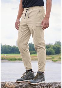Jogger Pants John Devin, Herren, Gr. 54, N-Gr, beige (sand), Obermaterial: 95% Polyamid, 5% Elasthan, unifarben, bequem kn&ouml;chellang, Hosen Jogger Pants, Trekking-Outdoor-Hose mit Bel&uuml;ftung im Kniebereich