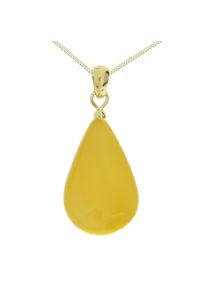 Kette mit Anh&auml;nger OSTSEE-SCHMUCK "- Tropfen flach, ca. 22 mm lang - Silber 925/000, vergoldet - Bernstein" Gr. 45, gold (goldfarben, gelb), Schmuck_Sets, Damen, 45, Silber 925 (Sterlingsilber), Kette mit Anh&auml;nger