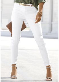 7/8-Jeggings Lascana, Damen, Gr. 46, N-Gr, wei&szlig;, Denim/Jeans, Obermaterial: 67% Baumwolle, 29% Polyester, 4% Elasthan, unifarben, figurbetont 7/8-L&auml;nge, Hosen 7/8-Jeggings, in Skinny-Form, Stretch-Denim, Basic, Topseller