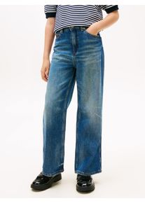 Weite Jeans Tommy Hilfiger "MABEL", M&auml;dchen, Gr. 10 (140), N-Gr, blau (mid blau), Denim/Jeans, Obermaterial: 100% Baumwolle, regular fit lang, Jeans Weite Jeans, f&uuml;r Kinder bis 16 Jahre