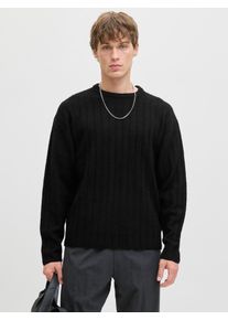 Jack & Jones Strickpullover JACK & JONES "JJEBRADLEY CARTER KNIT CREW NECK LN", Herren, Gr. XXL, schwarz, Strick, Obermaterial: 51% Polyester, 41% Polyacryl, 5% Wolle, 3% Elasthan, unifarben, relaxed fit h&uuml;ftlang, Rundhals, Pullover Strickpullover