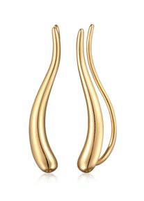 Paar Creolen Elli "Ohrringe Earclimber Ohrklemme Geschwungen 925 Silber" Gr. 26, gold, Ohrringe, Damen, ohne Stein, Silber 925 (Sterlingsilber), Paar Creolen