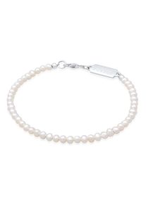 Armkette Kuzzoi "Armband S&uuml;&szlig;wasserperlen Klassisch Schlicht 925 Silber" Gr. 210, silber, Armb&auml;nder, Herren, 210, Silber 925 (Sterlingsilber), Armkette