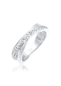 Silberring Elli "Ring Wickelring Zart 925 Silber, mit Kristallen von Swarovski" Gr. 64, wei&szlig;, Fingerringe, Damen, 64, Silber 925 (Sterlingsilber), Silberring