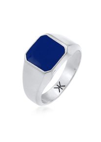 Siegelring Kuzzoi "Ring Herren Siegelring Emaille Blau Basic 925 Silber" Gr. 54, silber, Fingerringe, Herren, 54, ohne Stein, Silber 925 (Sterlingsilber), 11mm, Siegelring