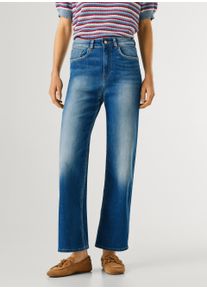 Straight-Jeans Pepe Jeans "UHW &ndash; Ultra High Waist", Damen, Gr. 26, L&auml;nge 30, used blau, Denim/Jeans, Obermaterial: 83% Baumwolle, 15% Polyester, 2% Elasthan, straight fit lang, Jeans Straight-Jeans, mit hohem Bund