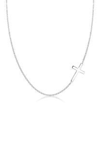 Kette mit Anh&auml;nger Elli "Halskette mit Kreuz Schlicht 925 Sterling Silber" Gr. 45, silber, Halsketten, Damen, 45, ohne Stein, Silber 925 (Sterlingsilber), Kette mit Anh&auml;nger