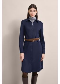 Blusenkleid Bugatti, Damen, Gr. 40, Normalgr&ouml;&szlig;en, blau (marine), 70% Viskose, 25% Polyester, 5% Elasthan, unifarben, normal, Kleider Blusenkleid, in legerer Optik